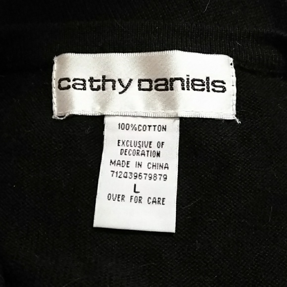 Cathy Daniels Lightweight 100% Cotton Black Zipper Front Cardigan - L - NWOT - Picture 5 of 7